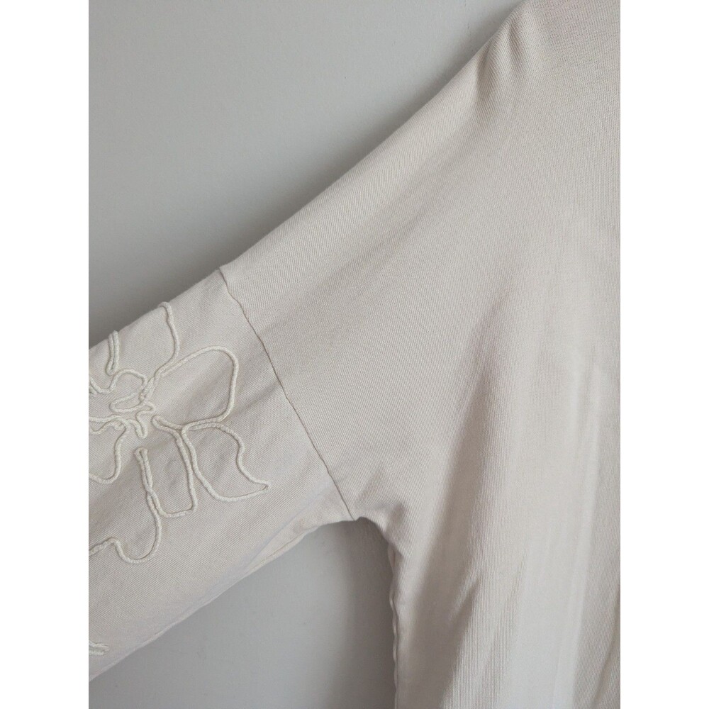 J Jill Embroidered Floral Soutache Sweatshirt 100% Cotton Pullover Cottage Top L - Picture 10 of 13